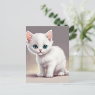 Schattige kleine witte kitten briefkaart