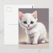 Schattige kleine witte kitten briefkaart (Voorkant / Achterkant)