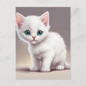 Schattige kleine witte kitten briefkaart (Voorkant)