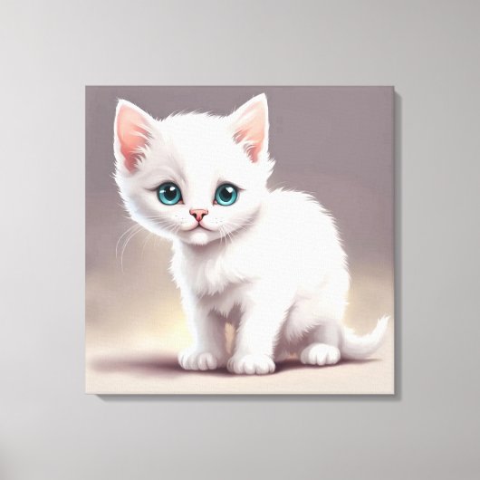 Schattige kleine witte kitten canvas afdruk (Voorkant)