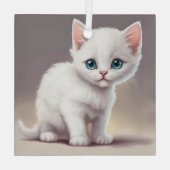 Schattige kleine witte kitten glas ornament (Achterkant)