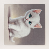 Schattige kleine witte kitten legpuzzel (Horizontaal)