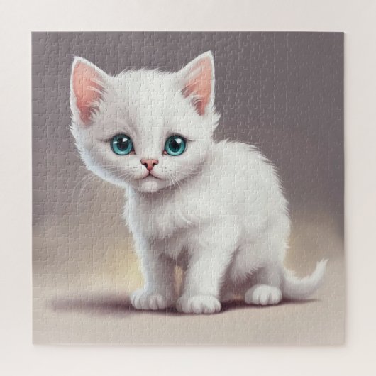 Schattige kleine witte kitten legpuzzel (Verticaal)