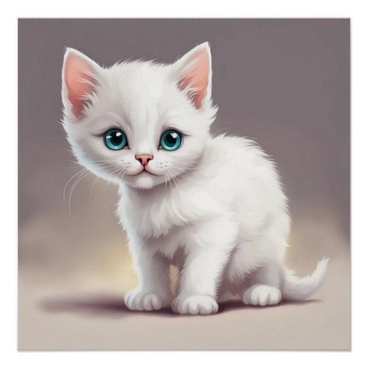 Schattige kleine witte kitten perfect poster (Voorkant)