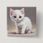 Schattige kleine witte kitten vierkante button 5,1 cm (Voorkant)