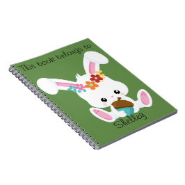 Schattige kleine witte konijn gepersonaliseerd notitieboek