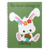 Schattige kleine witte konijn gepersonaliseerd notitieboek (Voorkant)