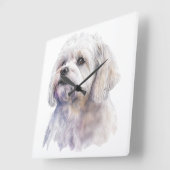 SCHATTIGE KLEINE WITTE MALTESE PUPPY DOG VIERKANTE KLOK (Hoek)