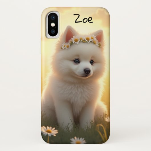 Schattige kleine, witte Spitz puppy Case-Mate iPhone Case (Achterkant)
