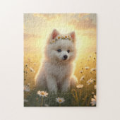 Schattige kleine witte Spitz-puppy Legpuzzel (Verticaal)
