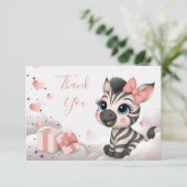 Schattige kleine zebra  bedankkaart (Staand voorkant)