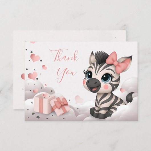 Schattige kleine zebra bedankkaart (Voorkant / Achterkant)
