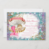 Schattige Kleine Zeemeermin Baby Shower Uitnodigin Kaart (Achterkant)