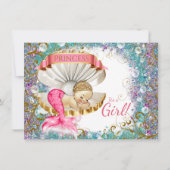 Schattige Kleine Zeemeermin Baby Shower Uitnodigin Kaart (Voorkant)