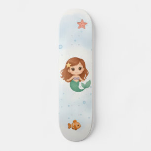 Schattige kleine zeemeermin kinderen persoonlijk skateboard