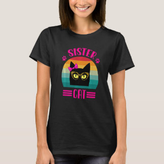 Schattige kleine zus kat met luipaardbril retro  t-shirt