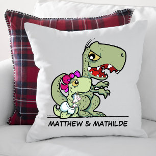 Schattige Kleine Zus T-Rex Dinosaurus Naam Kussen