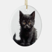 SCHATTIGE KLEINE ZWARTE KITTEN KERAMISCH ORNAMENT (Rechts)