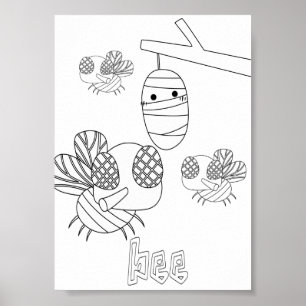 Schattige Kleur Bugs Bijen Poster