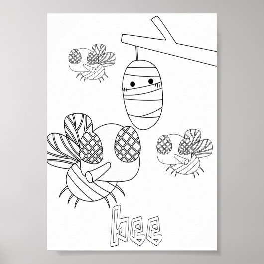 Schattige Kleur Bugs Bijen Poster (Voorkant)