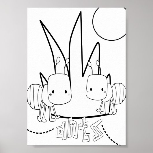 Schattige Kleur Bugs Mieren Poster (Voorkant)