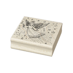 Schattige kleur kunst beschermengel rubberstempel