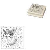 Schattige kleur kunst beschermengel rubberstempel (Gestempeld)