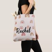 schattige kleur Rainbow gepersonaliseerd Tote Bag (Dichtbij)