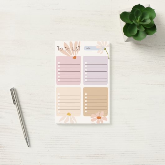 Schattige kleurblok met floral abstract Chic Post-it® Notes (Kantoor)