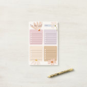 Schattige kleurblok met floral abstract Chic Post-it® Notes (Op bureau)