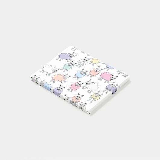 Schattige kleurige schapen post-it® notes (Schuin)