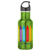 Schattige Kleurpotlood Basisschool Docent Aangepas Waterfles (Voorkant)