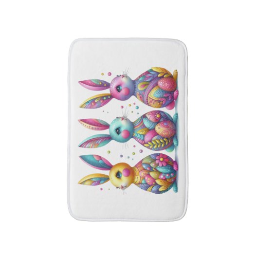 Schattige, kleurrijk 3 paashaas badmat (Voorkant Verticaal)