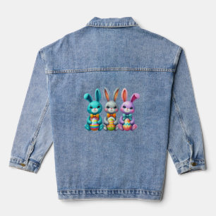 Schattige, kleurrijk 3 paashaas denim jacket