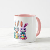 Schattige, kleurrijk 3 paashaas mok (Voorkant rechts)