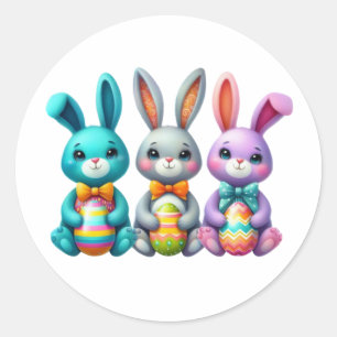 Schattige, kleurrijk 3 paashaas ronde sticker