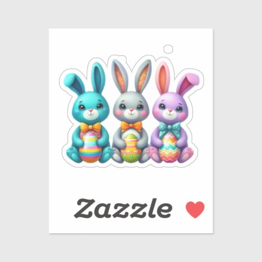 Schattige, kleurrijk 3 paashaas sticker (Vel)