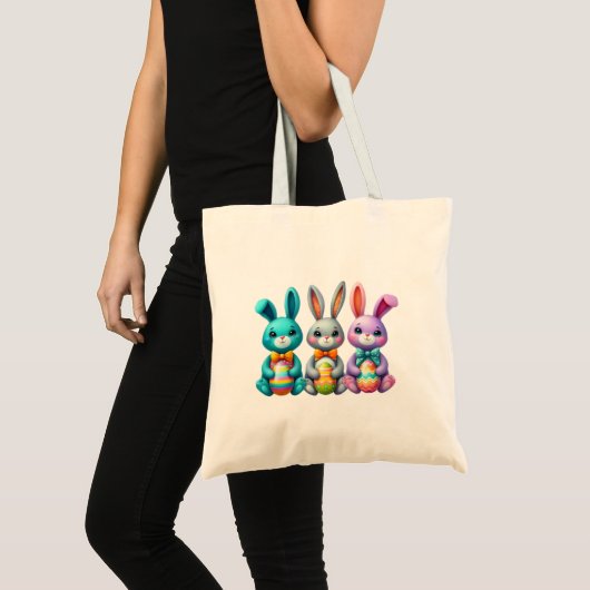 Schattige, kleurrijk 3 paashaas tote bag (Voorkant (product))