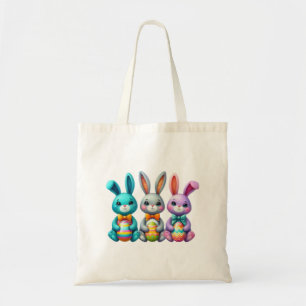 Schattige, kleurrijk 3 paashaas tote bag