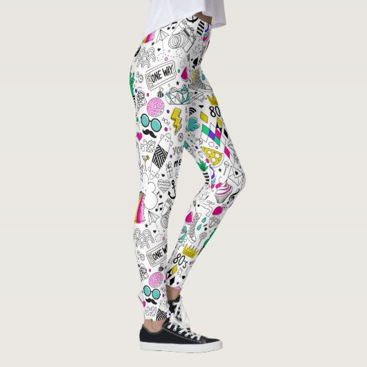 Schattige Kleurrijk 80s Pattern Leggings (Rechts)