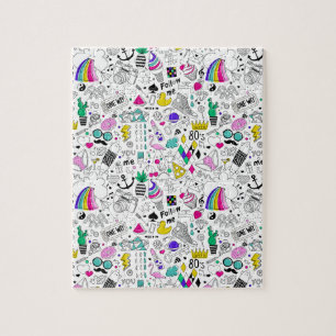 Schattige Kleurrijk 80s Pattern Legpuzzel
