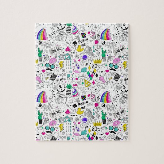 Schattige Kleurrijk 80s Pattern Legpuzzel (Verticaal)