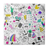 Schattige Kleurrijk 80s Pattern Tegeltje (Voorkant)