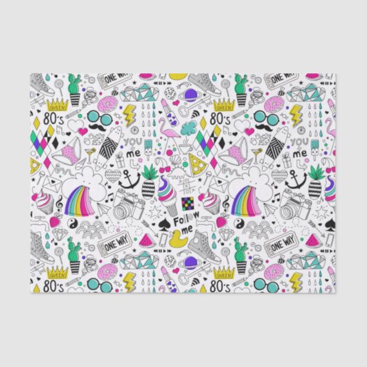 Schattige Kleurrijk 80s Pattern Tissuepapier (Voorkant)