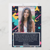 Schattige Kleurrijk 80s Retro Helder Afstuderen Bedankkaart (Achterkant)