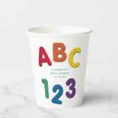Schattige kleurrijk ABC 123 neutraal baby shower Papieren Bekers (Achterkant)