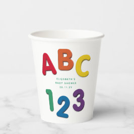 Schattige kleurrijk ABC 123 neutraal baby shower Papieren Bekers