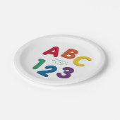 Schattige kleurrijk ABC 123 neutraal baby shower Papieren Bordje (Gekanteld)