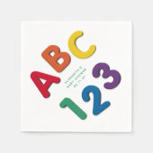 Schattige kleurrijk ABC 123 neutraal baby shower Servet (Voorkant)