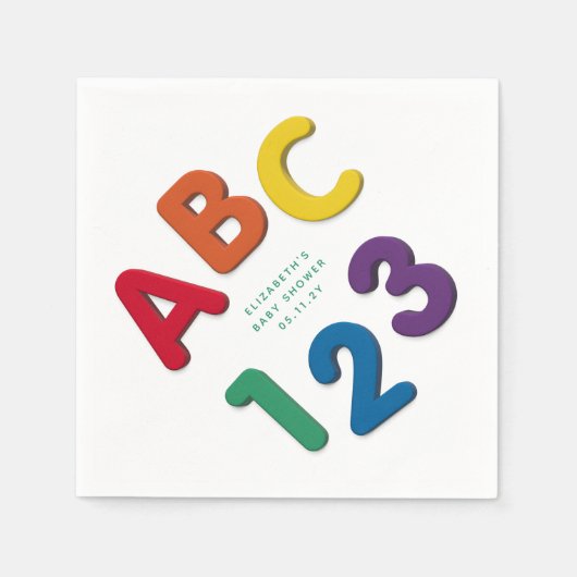 Schattige kleurrijk ABC 123 neutraal baby shower Servet (Voorkant)